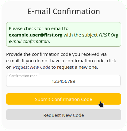 E-mail Confirmation Code